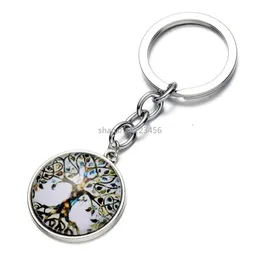 Key Rings Tree Of Life Key Ring Glass Cabochon Metal Plant Charm Keychain Holder Bag Hangs Fashion Jewelry Drop Delivery Dhb01