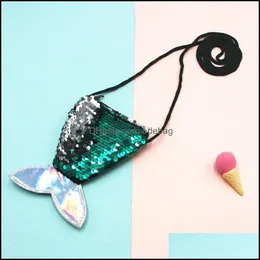 Other Festive Party Supplies Kids Mermaid Tail Design Coin Purse Dual Color Sequins Child Wallet Mini Storage Bag For Party Favor Dhxnl