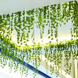 Flores decorativas 1 peça 230 cm planta artificial hera verde videira decoração de casa para pendurar na parede mais plantas falsas suprimentos de decoração de casamento de aniversário