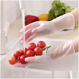 Чистящие перчатки сгущать мытья одежда Блюдо блюда перчатки самки для мытья посуды Пластиковые латексные двойные водонепроницаемы
