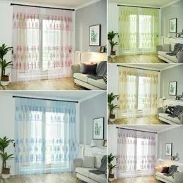 Cortina 1pc Curtins de janela de voil de tule para decoração de sala de estar, véu de cortina de cortina de painel Sheer