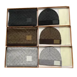 Hommes Designers Chapeau Écharpe Ensembles Classique Treillis Garder Au Chaud en Hiver Deux-pièces Laine Foulards Ensemble Marque Accessoires De Mode