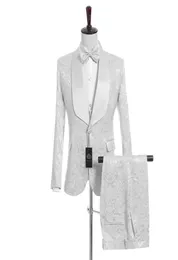 مخصص العريس شال أبيض صفيرة العريس Tuxedos نمط أبيض الرجال دعاوى الزفاف جاكيت سترة سروال