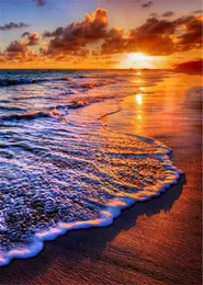 Vacker solnedgång landskap strandpografi bakgrunder färg moln vid havet vågor utomhus romantisk bröllop scenisk po monter backgr