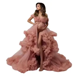 Sexy Tulle Maternity Photography Dresses Long Female Pregnancy Shooting Dress For Photo Session Pregnant Woman Baby Shower Gowns