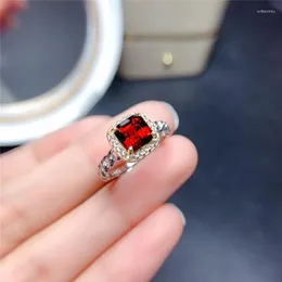 حلقات الكتلة Weainy Ascher Ring Natural Mozambique S925 Sterling Silver 7 7mm Birthstone Engagement