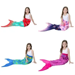 Cobertores Mermaid Scale cobertores com manga de cauda Padrão de manta onda de dupla camada Veet Crianças como toalha de praia Moda 43t dhiyh