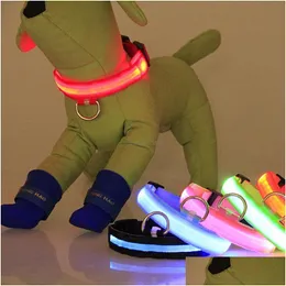 Dog Collars Leashes Night Led Flash Dog Collars Adjustable Safety Light Leash Puppy Home Pet Supplies Drop Delivery Garden Dhaox