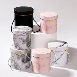 Gift Wrap Round Floral Boxes With Lid Flower Packaging Paper Bag Storage Box Florist Bouquet Decor Lanyard Wrapping Supplies