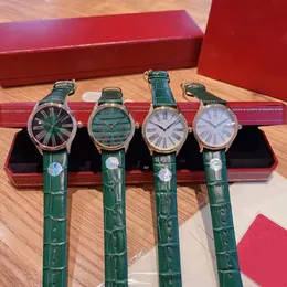 Fashion New Women Green Malachite Watches Real Leather Strap Wristwatch Geometric Roman Number Watch Female Zircon Clock