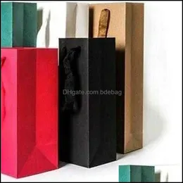 Present Wrap Creative Packaging Bags Paper Present Box Wrap med String For Red Wine Oil Champange Bottle Carrier present Holder Packing1 65 Dhtos
