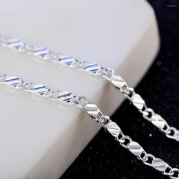 チェーンNumbowan 2mm 925 Sterling Silver Chain Necklace 16/18/20/22/24/26/28/30女性ファッションウェディングパーティージュエリーギフトのための魅力