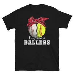 Men's T Shirts Men's T-Shirts Busy Raising Ballers Softball Baseball Tee Mom Gift Shirt Short-Sleeve Unisex T-Shirt