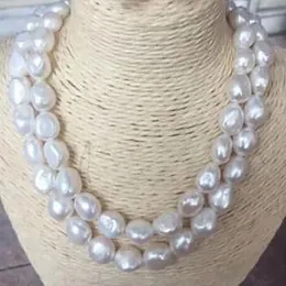 Noble jewelry double strands 10-10mm baroque south pearl necklace 33inch