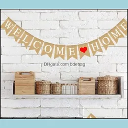 Decorazione per feste Decorazione per feste Bandiera Pl Welcome Home Baby Style Banner colorato Ananas Love Heart Pattern Bandiere a coda di rondine 10 5 Dhsqj