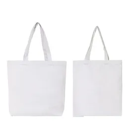 Storage Bags Diy White Tote Canvas Storage Bag Sublimation Blank Rec Handbag Fixed Single Shoder Strap Pouch Outdoor Shop 6 Dhgarden Dhuxh