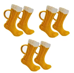 Party Supplies Christmas Cartoon 3D Beer Mug Socks Santa Elk Happy Sockings Kvinnor unisex golvstrumpor vinter xmas nyhet gåvor