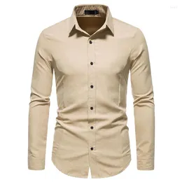Męskie koszule zwykłe parklees męscy Slim Fit Forcjalna sukienka Koszula moda Solid Kolor Up For Men Vintage Ubrania Bluzka Camisas