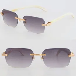 Novo modelo de designer óculos de sol sem aro mulher original branco genuíno chifre natural 02868 óculos 18k ouro feminino grandes óculos quadrados tamanho 58-18-140mm