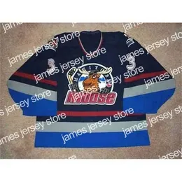 College Hockey Wears Nik1 2001 02 Manitoba Moose 33 Alfie Michaud Hockey Jersey 스티치 사용자 정의 이름 및 번호 유니폼