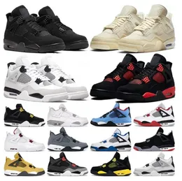 WITH BOX Jumpman 4 4s OG Mens Basketball Shoes Military Black University Blue Canvas Sail Oreo Red Thunder White Cement Black Cat Bred Sports Women Sneakers Trainers S