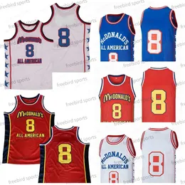 Heren Movie Basketball Jersey McDonald's All-American 8 Team Blauw Wit Rood Gestikt College Retro Jerseys