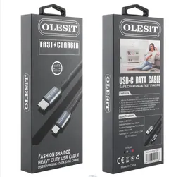 3.6A olesit PD 60W USB Typec -kabel Snabb laddningstråd för Xiaomi Huawei Samsung USB C Laddningsdata CORD 3ft 10ft 10ft