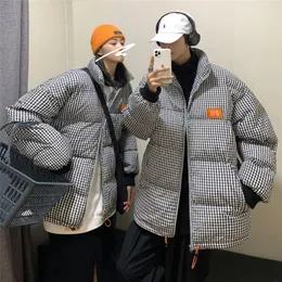 Men's Down Original Plaid Puffer Jackets para homens Tendências da moda coreana Caso Caso