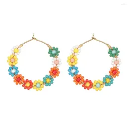 Hoop Earrings Go2Boho 2022 Statement Daisy Earring Miyuki Beads Colorful Flower Hoops For Women Handmade Ear Ring Summer Jewelry