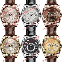 13 model Fashion men's watch 2813 automatic mechanical watch 326135 42mm dial rose gold stainless steel sapphire glass brown leather strap wristwatch 326138 watches