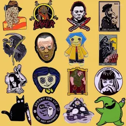Broszki horror maska ​​kreskówka Enamel Pin kreatywny metalowy broszki piny dżinsowe odznaka kołnierza biżuteria Halloween prezenty