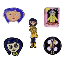 Brooches Cute Coraline Brooch Spooky Pin Girls Anime Fans Great Creepy Collection Shirts Jackets Decor