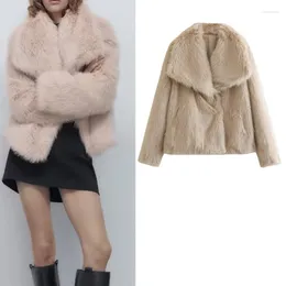 Futro dla kobiet jesień/zima 2022 Big Lapel Pluszowy efekt Faux Effect ciepła gruba modzie kurtka