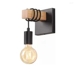 Wall Lamp MMBL Home Decor Wood Mirror LED Lamps Black For Bedroom Bedside Without Bulb E27 AC110-220V