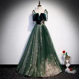الزمرد الأخضر لحاجز السهرة حزام الترتر الطويل حفلة موسيقية فستان مخصص مصنوعة كروكش بريق