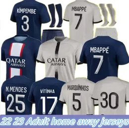 MBAPPE HAKIMI futbol forması Vitinha N.Mendes 22 23 Maillots de futbol MARQUINHOS VERRATTI psGs erkek gömlek üniformaları HOMME ENFANT Fabian Sanches