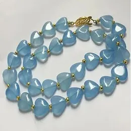 12 mm azul brasileiro gemas aquamarinas de coração colar de forma de coração aaa