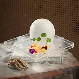 Płytki Wyposażone zastawa stołowa ciecz azot suchy lód palenie cząsteczki akrylowej talerz akrylowych