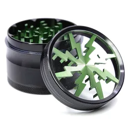 Metal Tobacco Smoking Accessories Herb Grinder 63mm Aluminium Alloy With Clear Window Lighting Crusher Abrader Grinders With 5 Colors