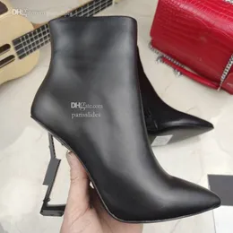 YSLity Botas de tornozelo de alta qualidade Designer de couro salto bota de couro elegante sapatos de inverno Botas de inverno Saltos leturados Sexy sdffgh