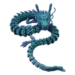 Garden Decorations 3D Printed Articulated Dragon Chinese Long Flexible Realistic Made Ornament Toy Model Home Office Decoration Decor Kids Gifts 221126