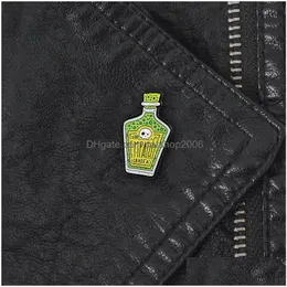 Pins Brooches Cartoon Fashion Glass Bottle Brooch For Girls Enamel Pin Wholesale Green Bubbling Liquid Personality Metal Badge Jewe Dhovr