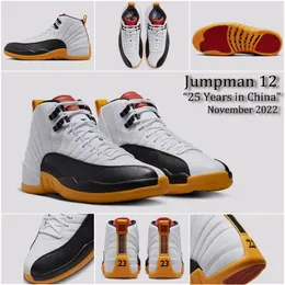 Basketball Shoes Jumpman 12 25 Years in China 12s White Black Taxi Varsity Red Date November