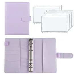 Notepads A6 Binder Buday PU Leather Plannerpockets Enpense Notebense Sheets Notebook Cash Envelope System with clear Zipper 221128