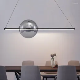 Chandeliers Kitchen Island Led 샹들리에 현대 간단한 레스토랑 카페 유리 펜던트 램프 검은 거실 침실 집 긴 매달린 빛