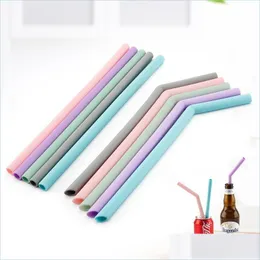 Drinking Straws Candy Color St Sile Drinking Sts Straight Bend Food Grade For Bar Home Fruit Juice Recycling 7 6Zy F1 Drop Delivery Dhb6B