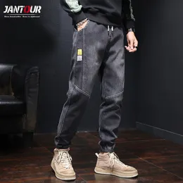 Jeans masculinos Jantour Marca Outono Inverno Harem Denim Calças de Carga de Alta Qualidade Jogger Goth Hip Hop Calças Masculino Cinza Plus Size5XL 221128