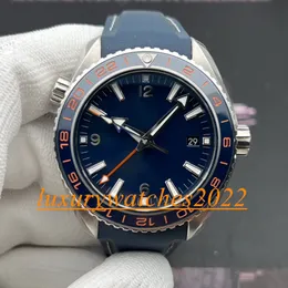 Men's watch 44mm fully automatic travel time accuracy back transparent movement unidirectional ceramic rotating mirror double luminous sapphire glass wristwatch