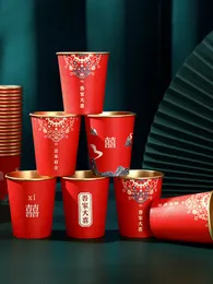 Stoviglie usa e getta 40 pezzi / pacco Forniture per matrimoni Xi Bicchieri di carta Festa in lamina d'oro 221128