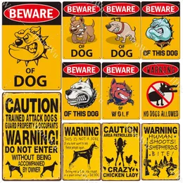 Retro Metal Poster Caution The Dog Vintage Tin Signs Beware Of Dog Plate Warning Garden Home Wall Decor 20cmx30cm Woo